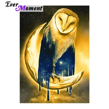 Kunagi Hetk, Teemant Maali Pilt Rhinestone Owl Full Moon Square Puurida Teenetemärgi Kodus Diamond Tikandid 3F1941
