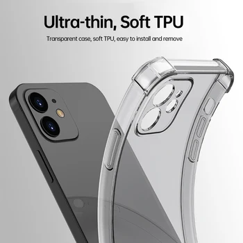 KUULAA Läbipaistev Case For iPhone 12 11 Pro Max 12 Mini Soft TPU Juhul Katte Objektiivi Täieliku Kaitse Telefoni Coque Kest