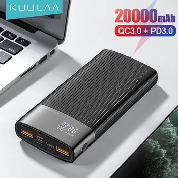 KUULAA Power Bank 20000mAh QC PD 3.0 PoverBank Kiire Laadimine PowerBank 20000 mAh, USB-Välise Aku Laadija Xiaomi Mi 10 9