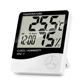 LCD Elektrooniline Digitaalne Temperatuuri-Niiskuse Mõõtja Kodus Siseruumides Väljas Termomeeter Hygrometer ilmajaamas Kell HTC-1 HTC-2