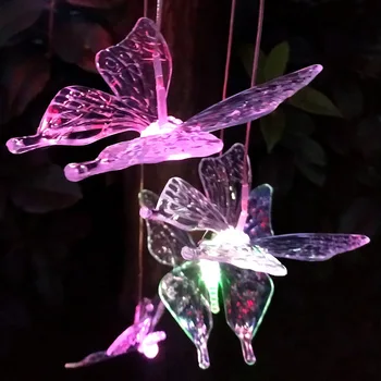 LED Värvikas Päikeseenergia Tuul Kellamäng Kerge Koolibri Liblikas Dragonfly Veekindel Väljas Windchime Päikese Valguse Aed