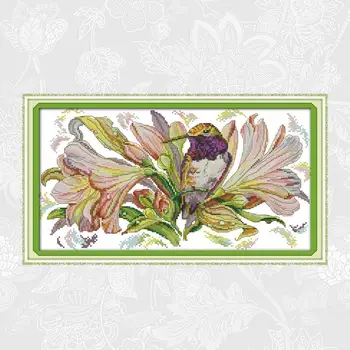 Lind ja lill Mustrid Loota ristpistes komplektid Käsitöö Print Lõuend Liblikad üle Lillede Tikandid Näputöö