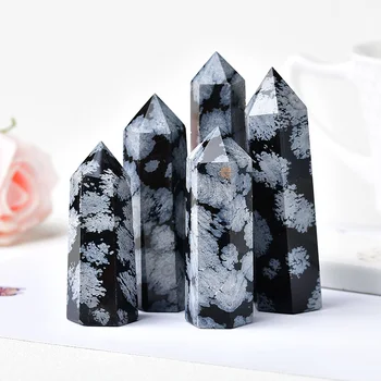 Looduslik Lumehelves Obsidian Quartz Crystal Punkti Võlukepp Tervendav Kivi Energia Kvarts Kodu Kaunistamiseks Reiki Lihvitud Kivist Torn