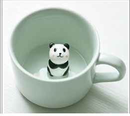 Loominguline väike keraamiline kruus piima loomadega cute cartoon kolmemõõtmeline kohvi tassi kuumuskindel Seladon cup Panda kass