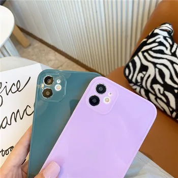Luksus Square Silikoon Telefon Case For iPhone 12 Pro Max Case For iPhone Mini 12 11 X XS Max XR 7 8 Plus (Solid color tagakaas