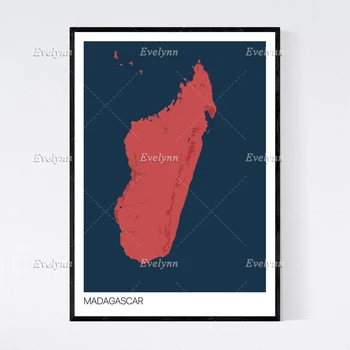 Madagaskar Riigi Kaardi Põhjamaade Retro Minimalism Maali Plakatid ja Pildid, Lõuend Seina Art Modulaarne Pilte Home Decor