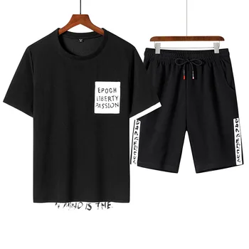 Meeste Komplektid, Hip-Hop Riided Streetwear Suve Komplekt Meeste T-särk + lühikesed Püksid, 2 tk Mood Stiile Tracksuit Vabaaja Pluss Suurus 5XL