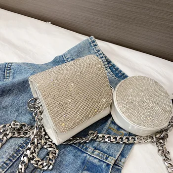 Mini Kott Uus Mood Paks Kett, Kaks-ühes Kotis Lääne Stiilis Teemant Õla Messenger Bag korea Versiooni