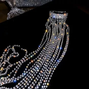MISANDRY Populaarne Sära Täis Rhinestone Juuksenõelad Bijoux Pikk Tutt Crystal Peakatted Naistele Crystal Juuksed Ehted Tarvikud