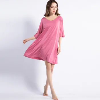 Modaal Nightdress Naiste Poole Varruka Hingav Hubane Sleepdress Lady Suvel Pehme Nightgowns Sleepwear Kodu Riided Naistele Pluss Suurus