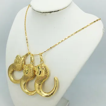 Mood Lõvi pea kaks disain kõrvarõngad/ripats/kaelakee 24K kuld ehted seatud naiste kuld kingitus
