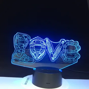 Mootorratta Fännidele Kingitusi LED Mehaaniline Armastus Modelleerimine 3D Öösel Tuled Loominguline 7 Värvid Muutuvad Luminaria Tabel Lamp Home Decor