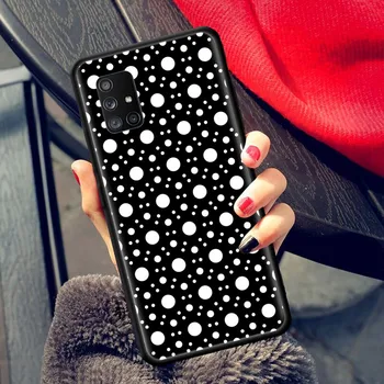 Must ja Valge Polka Dot Telefon Case for Samsung Galaxy A51 A71 A21s A31 A41 M31 A11 M51 A12 M31s A01 A91 M11 A42 A32 5G Kate