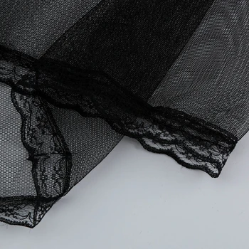 Naiste Must Seksikas Õhuke Pits Kleit Sleepwear Pesu Nightgowns Backless Sidemega Pits-up Daamid Mini Öö Kleit Sleepwear