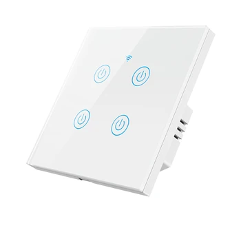 NÄGIJA Smart Life Touch WiFi Seina Lüliti,EL Standard 4 Gang Bluetooth Lüliti,Valge Klaas Paneel,Hääl Google Kodu Alexa