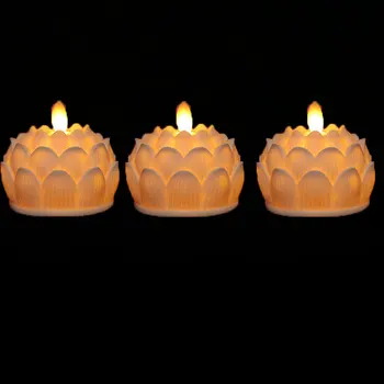Pakendis 3 LED Lotus Küünlad,Akuga Flameless LED Kiriku Lill Valgus Pulm Usuliste Teenetemärgi