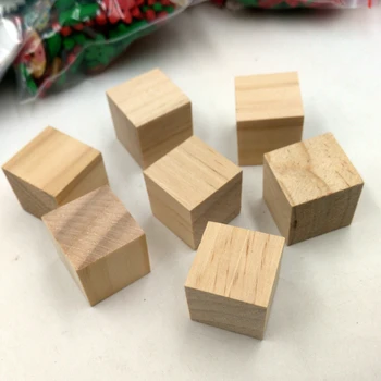 Pakk 20Pcs Loodus Tühja Puidust Squre Cube Plokid Kaunistustest Kaardi Tegemine Käsitöö Baby Shower 20mm