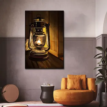 Petrooleumi Lamp Valgus Lõuendile Maali Poster Print Seina Art Pilt Elutuba Home Decor Seina Kaunistamiseks Frameless