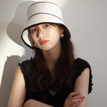 Prantsuse Hepburn Stiilis Suvel Suur Nokk Straw Hat Floppy Lai Nokk Must Valge Päike Ühise Põllumajanduspoliitika Beach Kokkupandav 2021 Mütsid Naistele Leedi