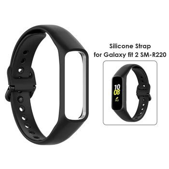Puhta Värvi Silikoonist Asendamine Watchband Samsung Galaxy Fit 2 SM-R220 Nutikas Käevõru Randmepael (Must)