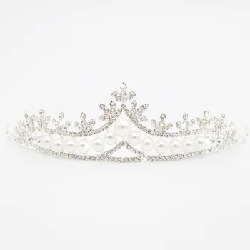 Pulmad Pruudi Crystal Pearl Helmed Tiara Peapael Prom Tüdruk Printsess Crown Peakatted Juuste Accessiories NIN668