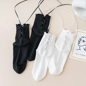 Puuvillased Sokid Armas Pits kikilips Jaapani Lolita Stiilis Naiste Puuvillased Sokid Mood Must Ja Valge Harajuku Emane Sokid