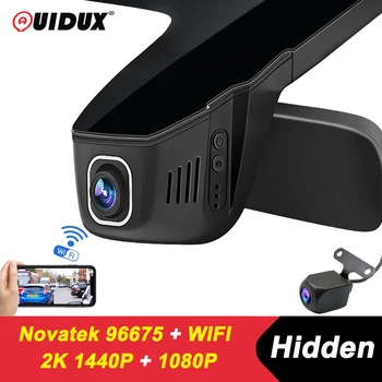 QUIDUX Novatek 96675 Kriips Cam HD 1440P 2K Auto Kaamera Auto Sõidukit Video Recroder Wifi 24H Parkimine Ekraan 1080P Peidetud DVR