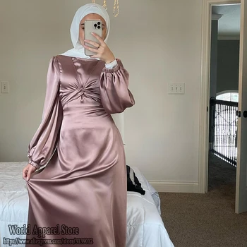Ramadan Eid Mubarak Seal Kaftan Dubai Abaya Türgi Moslemi Naiste Hijab Satiin Kleit Islam Kauhtana Marocain Kleidid Vestidos Rüü Femme