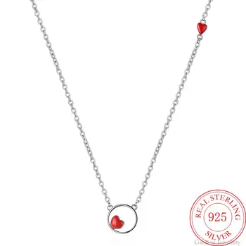 Red Heart LOVE Ring 925 Sterling Hõbe Trendikas Ripats, Kett Kaelakee Naiste Tüdruk Kaelakee Aastapäeva Trahvi Ehteid
