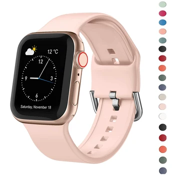 Rihm Apple watch 6 esiliistu 44MM 40MM 38MM 42MM Silikoon vöö Slim Sport käevõru Watchband jaoks correa iwatch seeria 5 4 3 SE 6
