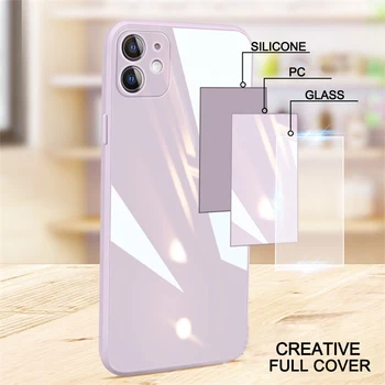 Ruut Vedelik Karastatud Klaasist telefon case For iPhone 11 Pro max 12 mini SE 2020 Juhtudel X Xs max XR 7 8 plus Silikoonist kate
