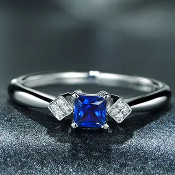 Rõngad Naiste 2017 Hõbe 925 ehted Sinine simuleerida Trahvi teemant Ehteid Pulmad Engagement Pool Tüdrukud Jõulud Kingitus