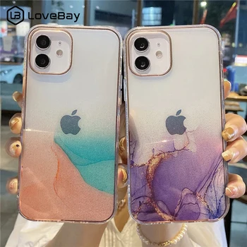 Selge Glittergeel Värviline Akvarell Marmor Tekstuur Telefon Case For iPhone 11 12 Pro Max Mini 7 8 Plus X-XR, XS Max SE 2020 Kaitseraud