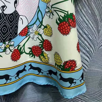 SEQINYY Mini Kleit Suvel, Kevadel Uus Mood Disain Naiste Raja Puu-Lilled Prindi Cartoon Loomade Profileerimine Pits Kõrge Kvaliteediga