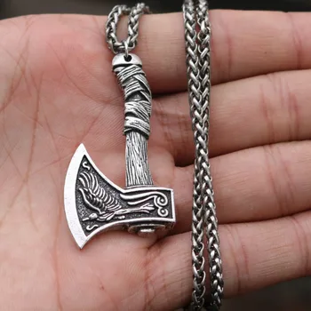 Slaavi Kirves Ripats Kaelakee kahepoolne Rune Viking Odin Raven Hunt Amuletid Trinity Talismans Põhjamaade Vana Pronksist Ehted