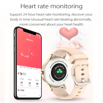 Smart Watch Naistele, Südame Löögisageduse Monitor Smartwatch Android ja iOS Telefonidele ,Tegevuse Tracker Täielikult Puutetundlik Ekraan, Roosa
