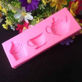 Teekann Tass Silikoon Hallituse 3D DIY Cupcake Fondant Hallituse Kook Saia Decor Suhkru Käsitöö Hallituse Küpsetamine Vahendid Köök Tarvikud