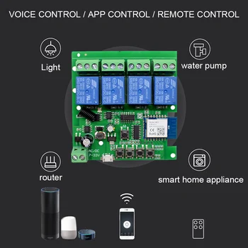 TUYA Relee Smart Switch Wifi Kaugjuhtimispult Traadita Moudle 1CH 2CH 4CH AC DC 7V et 32V Rele RF Vastuvõtja Inching iselukustuvat