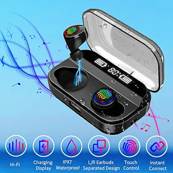 TWS Juhtmeta Kõrvaklapid Tõsi, Bluetooth 5.0 Earbuds IPX7 Veekindel Kuular 9D stereoheliga Kõrvaklapid 3000mAh Aku Kast
