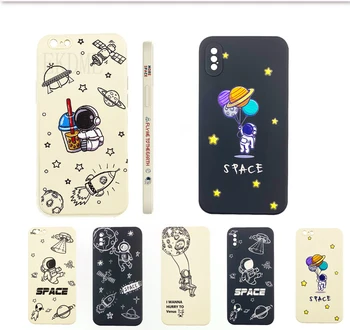 Tähine Taevas Astronaut Case For iPhone 12 11 Pro Max Mini X-XR, XS Max 6 6S 7 8 Pluss 5 5S Pehme TPU iPhone SE 2020 Katta Coques