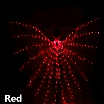 Täiskasvanud LED Tants Tiivad Liblikas Helendav Tants Rekvisiidid Värvi Fluorestsents Näita kõhutants Varjatud Tiivad Pulgad