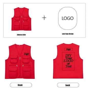 Töö ja vaba aja veetmise all-match suvel uus unisex vest multi-tasku vest high-end custom logo trükitud brändi tekst
