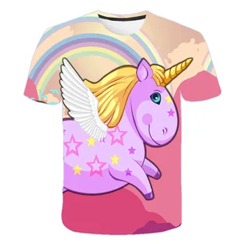 Tüdrukud 3D ükssarvik Print T-särgid armas unicorno tshirt Tüdrukud UUS Suvi Tees Top Riided Lastele multifilmide Riided, Vabaaja teen