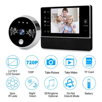 Ukse Peephole Kaamera Video Uksekell 3,5-tolline HD-Ekraan Digitaalne Ukse Vaataja Ukse Video-silma Turvalisuse Auto Salvestamise Öise Nägemise