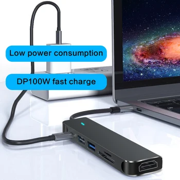 USB-C-HUB C-Tüüpi Multi USB 3.0 HUB HDMI Adapter Doki jaoks Huawei Mate 30 MacBook Pro Splitter Sadama C-Tüüpi RUMMU 6 IN 1