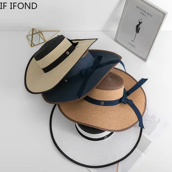 Uus Lady Käsitöö Suvi Olkihattu Päikesekaitse Beach Müts Laia Ääreni Korter Bowknot Straw Hat Mood Panama Poole Kork