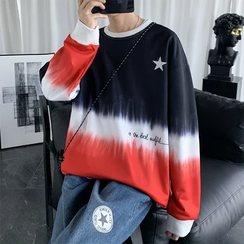 Uus Mõõdus Meeste Lipsu Värvi Hupparit 2021 Kevadel Segast Pullover Mens Streetwear Hip-Hop Sviitrid Mees Korea Fashion Hupparit