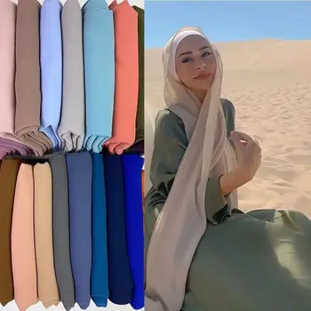 Uus sifonki hijab naised tavaline mull sifonki sall hijab wrap printe tahked värvi-ja kaelarätikud peapael moslemi sallid sall 61colors