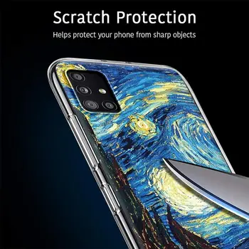 Van Gogh tähistaeva Kunsti Puhul Samsung Galaxy A51 A71 A41 A42 5G A21 A31 A01 M51 M21 M11 Selge Pehme Moible Telefon Coque Kest