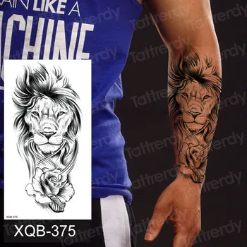 Veekindel Ajutine Tätoveering Kleebis Lion King Crown Risti Tiiger Muster Võltsitud Tatto Flash Tätoveering Must Body Art Lapsed, Naised, Mehed